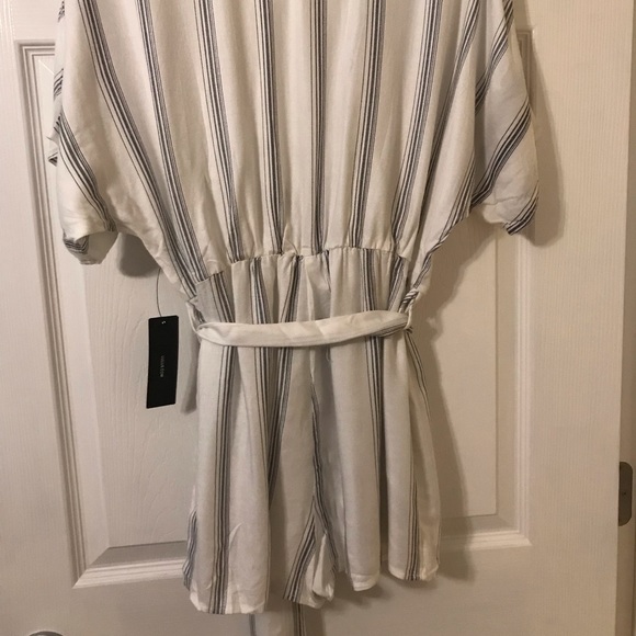 Grey and White Striped Romper - Picture 3 of 3